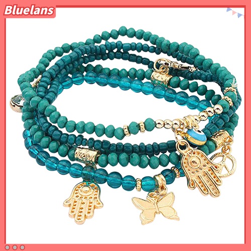 Gelang Multilayer Desain Hamsa Fatima Hand Butterfly Anchor Eye Untuk Wanita