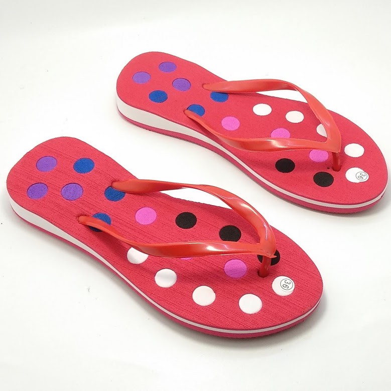 Sendal Jepit Wanita Polkadot MERAH- Sendal Jepit Dewasa - Sendal Wanita - Sendal Cewek Santai SALE