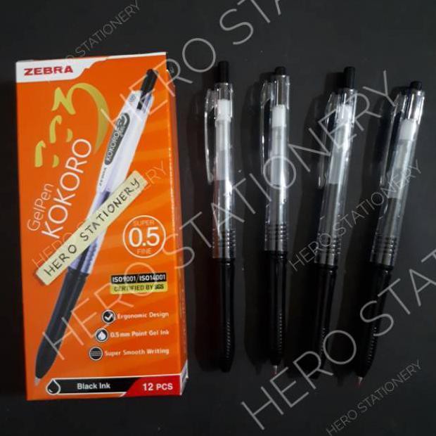 

lF3Code Pen gel zebra kokoro hitam 0.5 mm . 12 unit(F2O9) (rekomended)