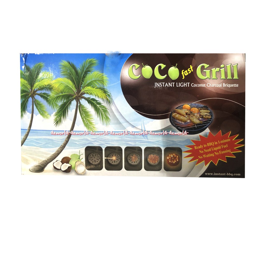 Coco Fast Grill Instan Light Coconut Charcoal  Briquette Starter Breket Arang Kelapa BBQ  Batok Kelapa Instan Barbeque Untuk Pangang Memanggang Bakar isi 2pcs Cocofast Gril