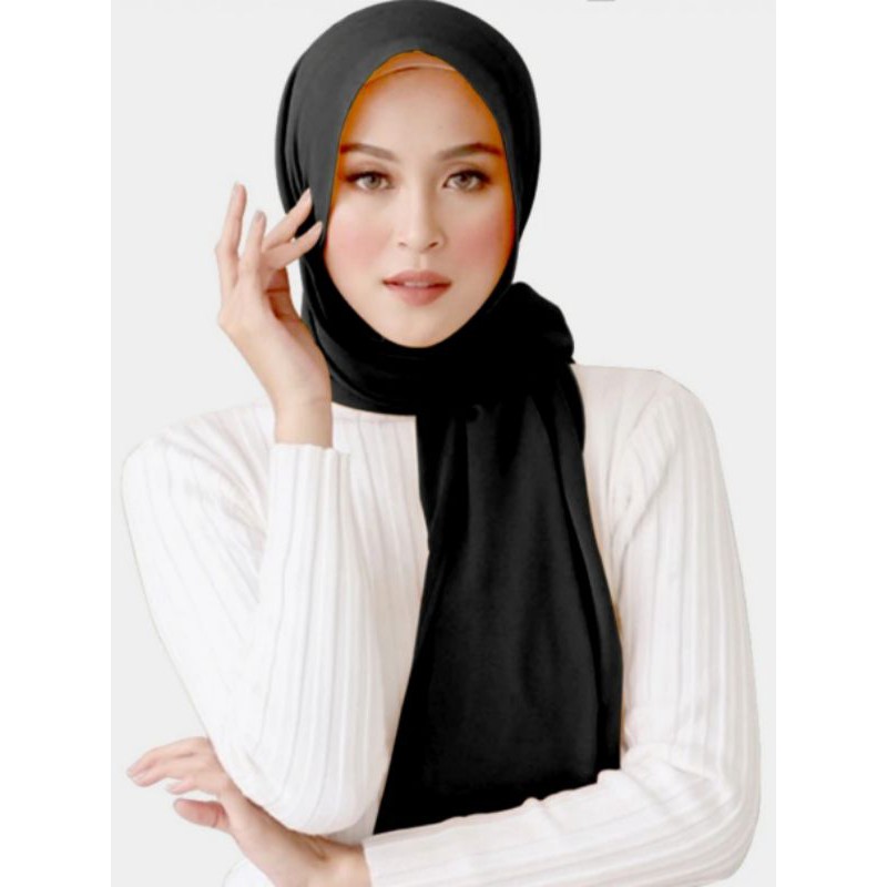 PROMO Pashmina Shawl polos CERUTI BABY DOLL Armani Exclusive - HITAM