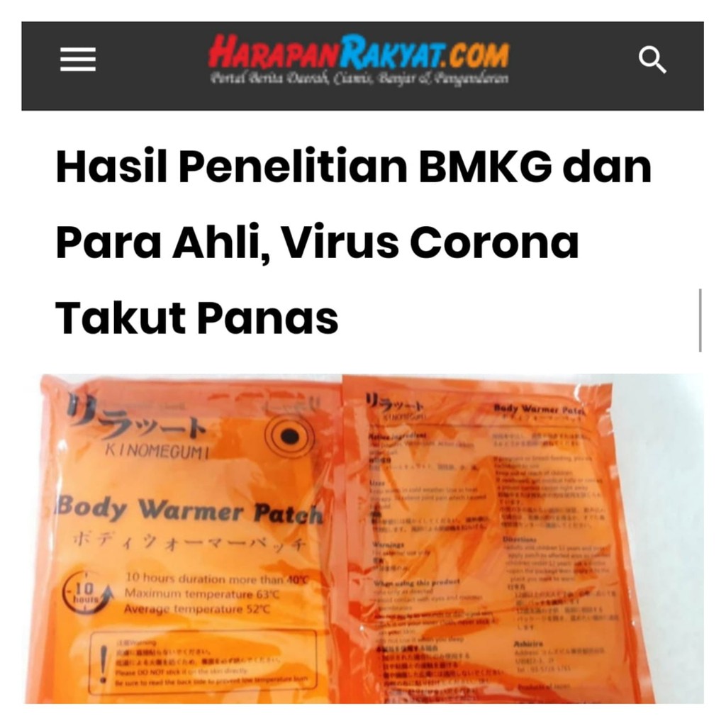 anti virus corona hand sterilizer pemanas badan body warmer jepang