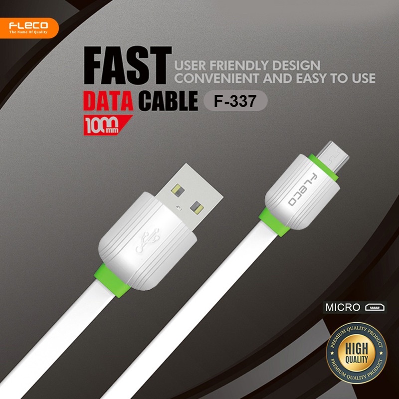 KABEL DATA FLECO F-337 MICRO USB FAST CHARGING QUALCOMM 3.0A WITH QUICK DATA COPY TRANSFER HIGH QUALITY
