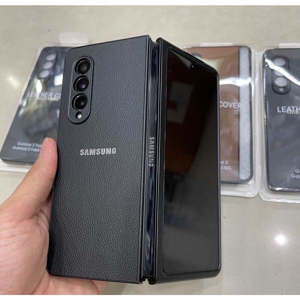 LEATHER HARD CASE SINTETIS SAMSUNG GALAXY Z FOLD 5 FOLD 4 FOLD 3 5G FOLD 2 FOLD 1 HIGH QUALITY CASE WITH LOGO + PROTECTOR CAMERA