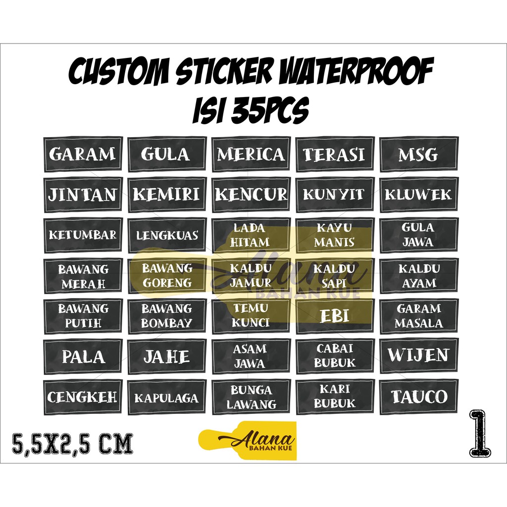 

CUSTOM Stiker Bumbu Dapur Kitchen Label Waterproof Tahan Air