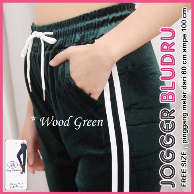 Jogger velvet bludru wanita / Jogger lis putih / jogger stripe putih / Jogger Wanita