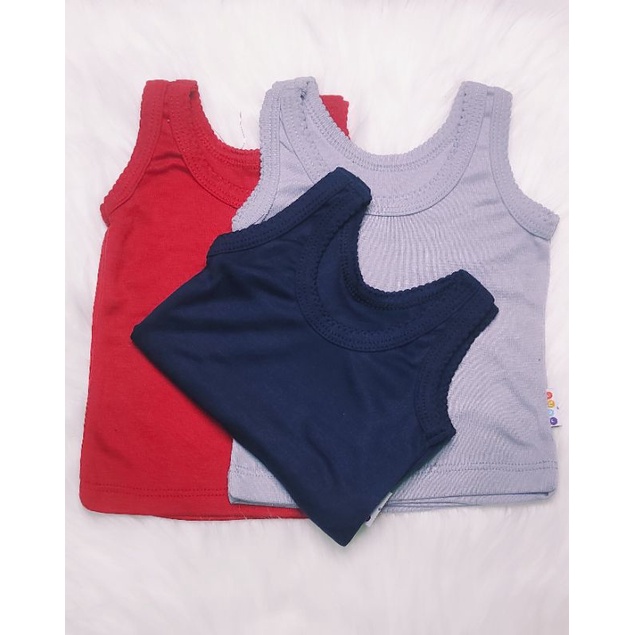 3PCS SINGLET BAYI POLOS WARNA TUA RENE BABY SIZE S-KAOS DALEM BAYI HALUS-KAOS DALEM BAYI NEWBORN