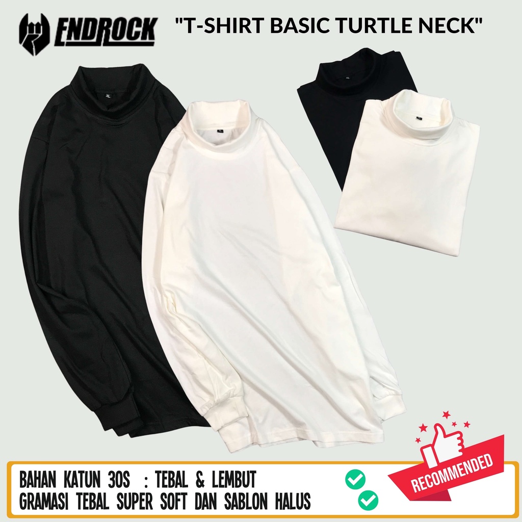 Kaos lengan panjang polos turtle neck