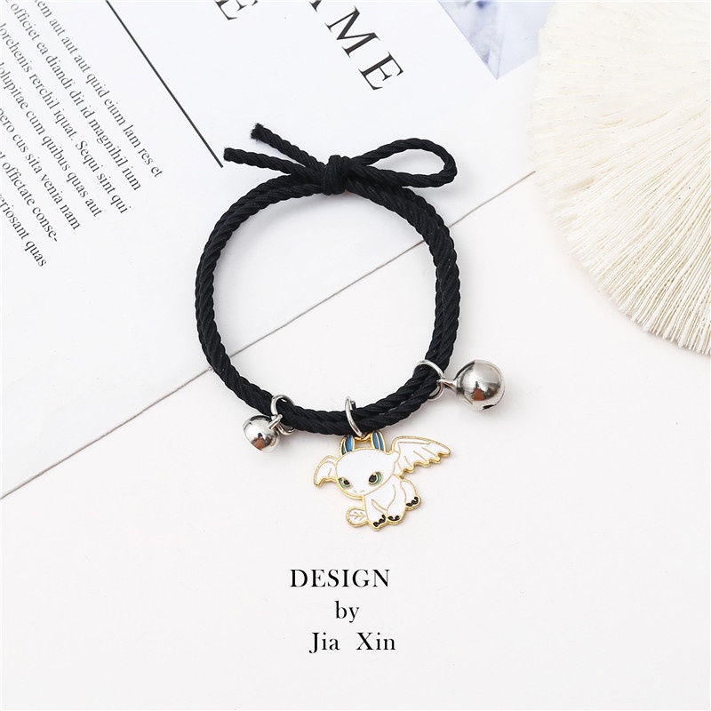 2 Pcs  Gelang Hitam Fashion Magnet Dan Putih Toothless Beberapa Gelang Wanita Pria Pasangan Hadiah Perhiasan Aksesoris Ready stock