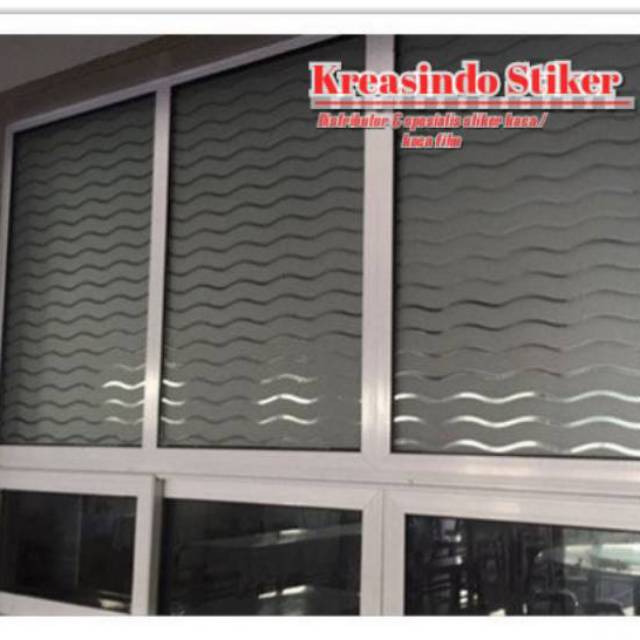 Stiker Kaca Jendela Motif Garis Gelombang