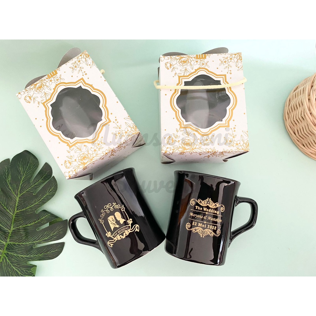 Souvenir Gelas Minum Gagang Keramik Mug Nescafe Cangkir Kopi Stoneware Warna Sablon Kemas Box