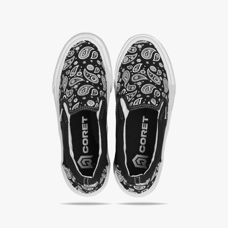 SEPATU CORET VULCANIZED | SLIP ON PAISLEY FULL WHITE SEPATU BATIK PRIA WANITA