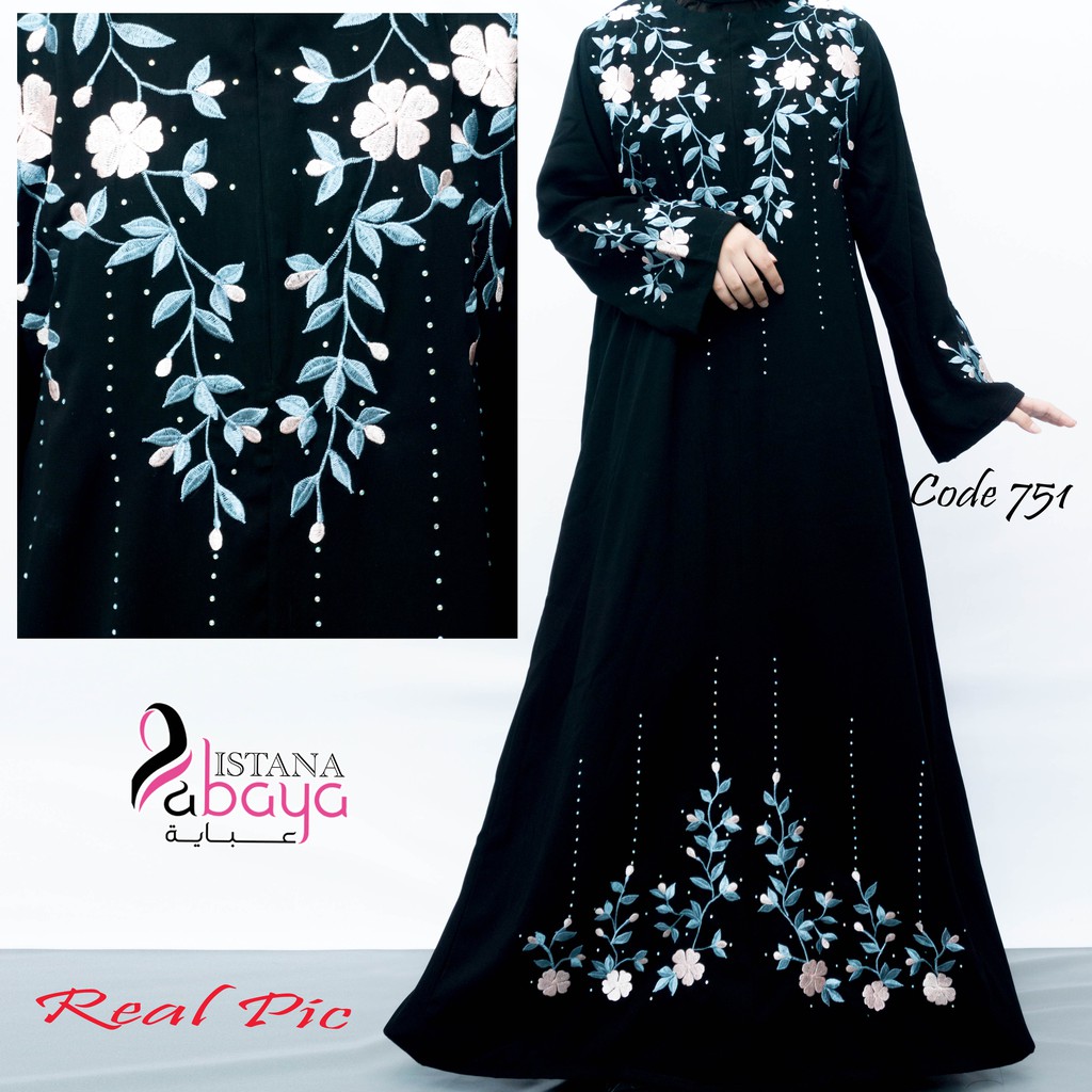 abaya bordir mawar kecil merambat cantik bgt. code 751