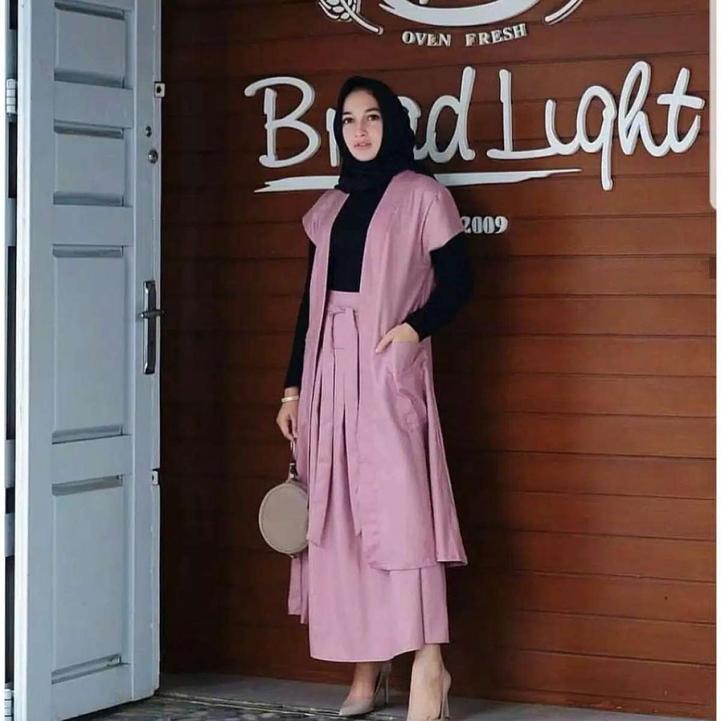 Set emma 3 in 1 gamis dewasa Arinda Set Setela Muslim 3 IN 1 setelan blazer set pakaian wanita baju 