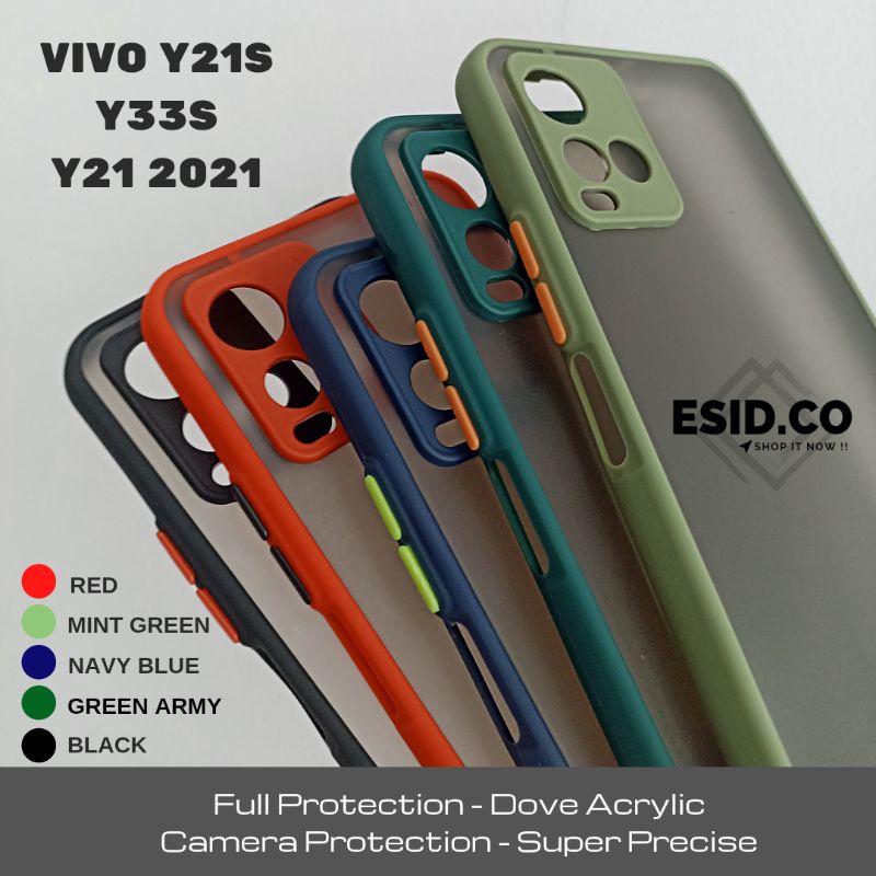 Case Vivo Y21T Y33s Y21s Y21 2021 Camera Protection Frosted Acrylic Dove Matte