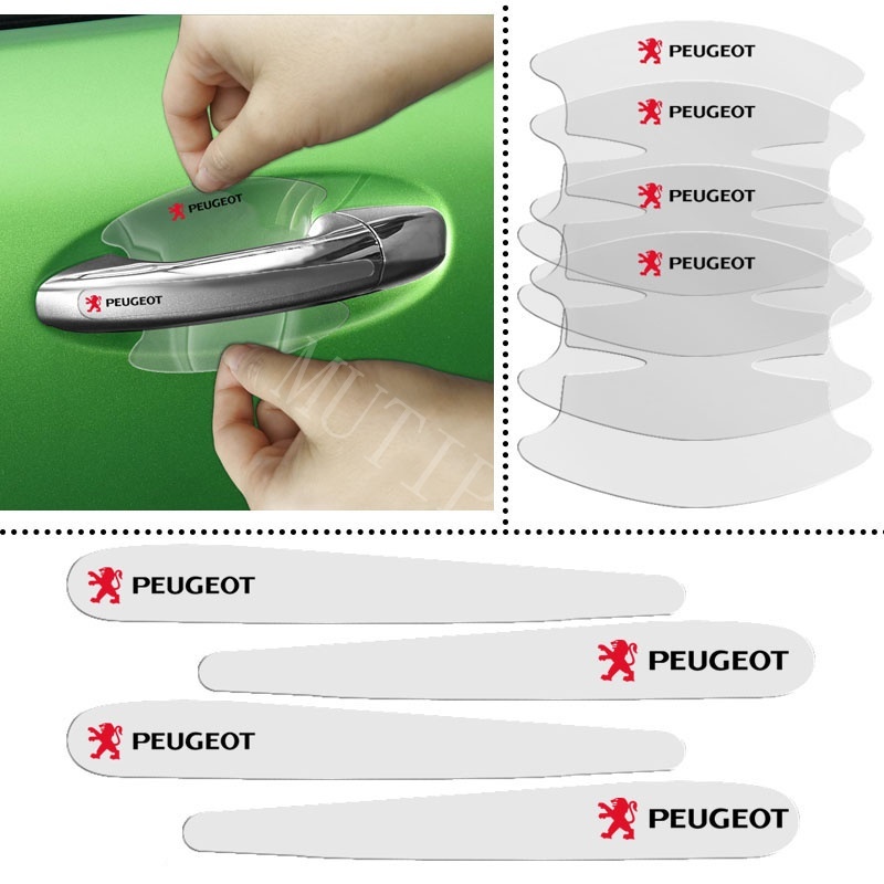 8pcs Stiker Pelindung Gagang Pintu Mobil Transparan Anti Gores Untuk Peugeot 408 5008 406 206 208 207 307 308 2008 3008 508