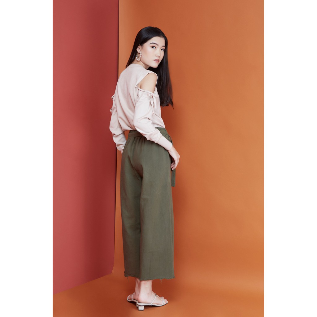 Peach Poppy Kira Pants - Celana Kulot Wanita Panjang Free Belt All Size