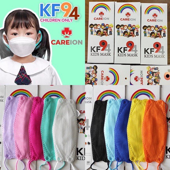 Masker Anak KF94 CAREION Box isi 20 Pcs | Masker Warna Warni Nyaman dipakai