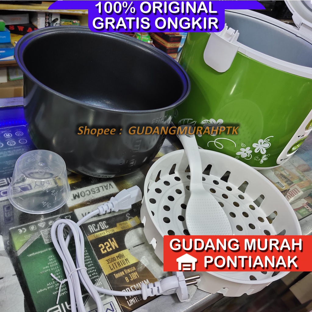 Ricecooker Turbo 2 TOMBOL MEMASAK dan MEnghangatkan ada ON OFF New Design Rice Cooker CRL1181 / Penanak Nasi Baru 1.8L Green / Hijau Penanak nasi