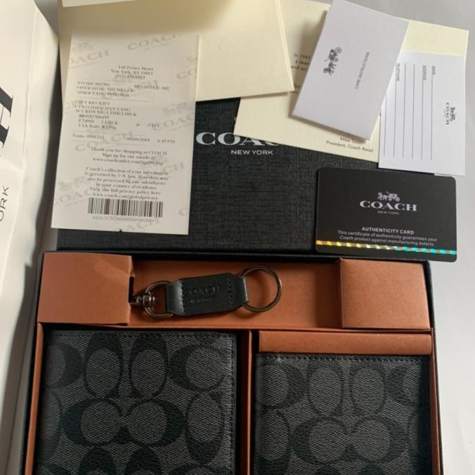 (100% ORIGINAL) Dompet COACH Pria Signature Iconic FULLSET