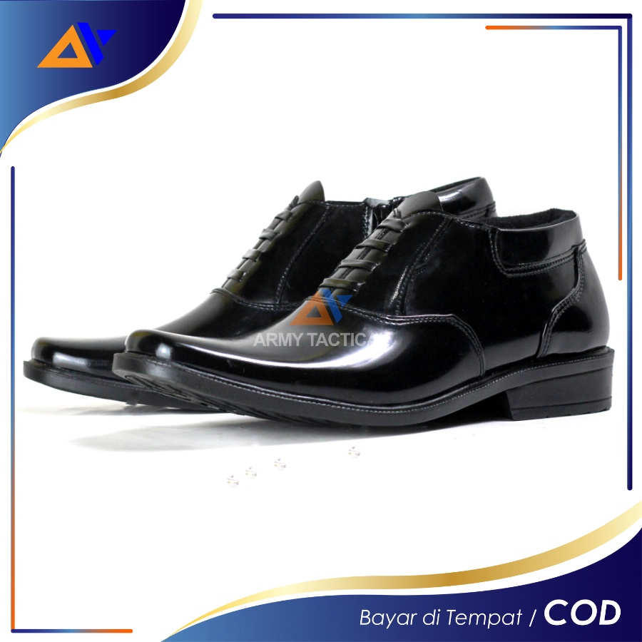 [FREE KAOS KAKI] Sepatu Dinas PDH 02 Polri Satpam Security Polisi Sepatu Dinas Kerja Kantor Oxford Pantofel Hitam Glossi Pria Resliting