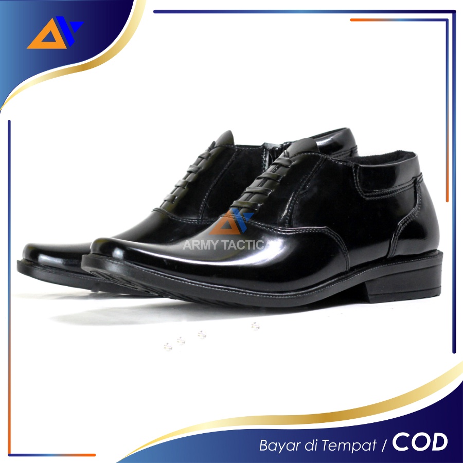 Sepatu Dinas PDH 02 Polri Satpam Security Polisi Sepatu Dinas Kerja Kantor Oxford Pantofel Hitam Glossi Pria Resliting