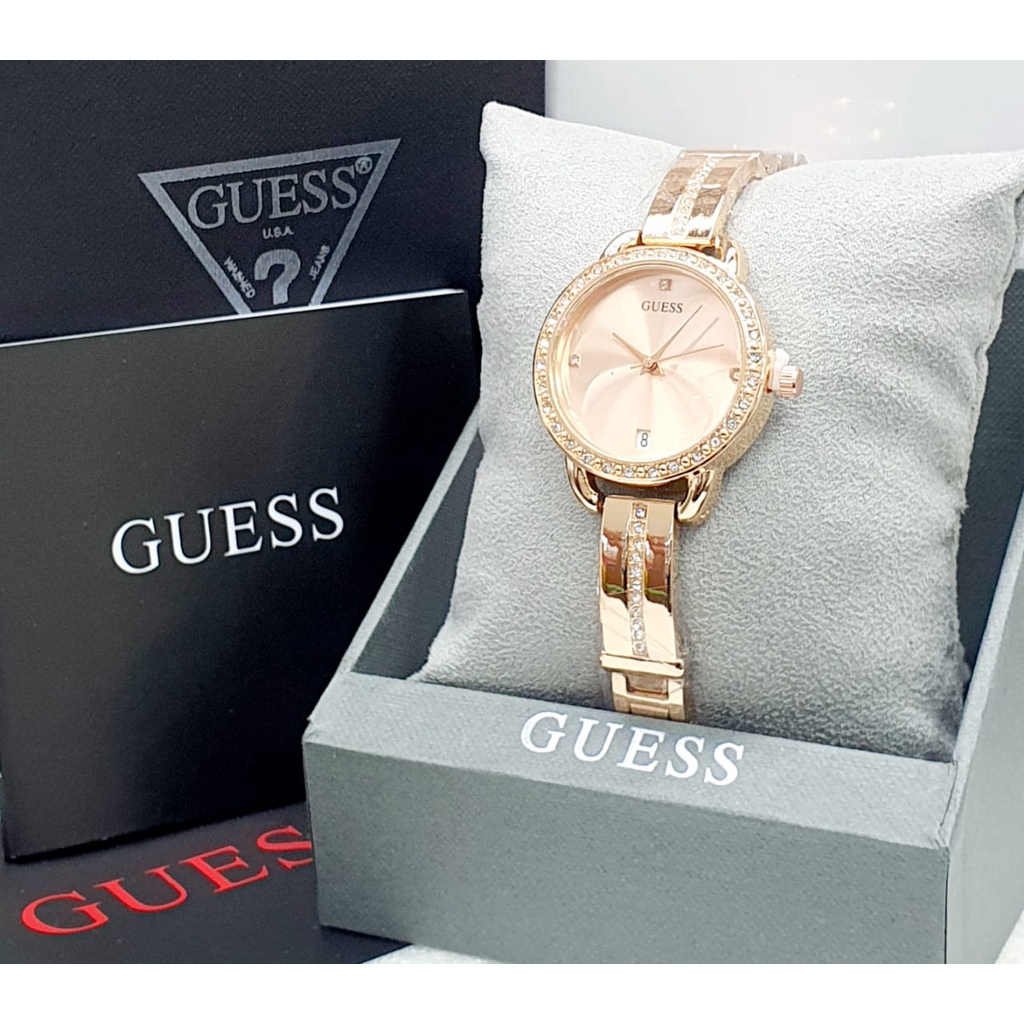 Jam Tangan Wanita Fashion C31156T Tali Rantai Case Mutiara Tanggal Aktif Free Box Exclusive &amp; Baterai