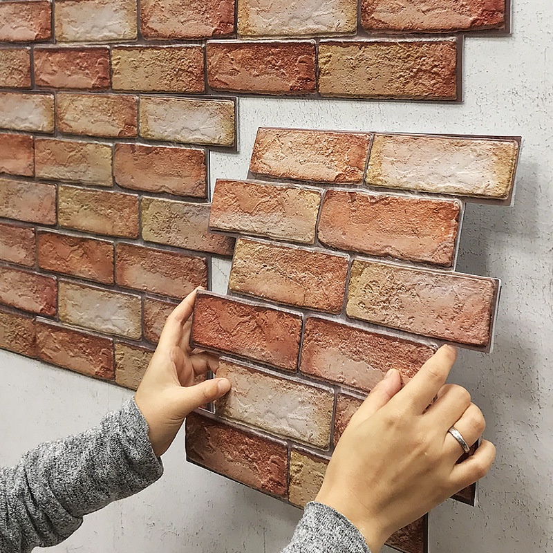 Creative 3D Stereo Brick Pattern  Wall Stickers Self-adhesive PVC Wallpaper /Environmentally Flame Retardant Heatproof Vinyl Waterproof Home Decoration / DIY Wall Decal Used for Living Room Bedroom TV Background Oil-proof Kitchen Stickers Wall Decorations