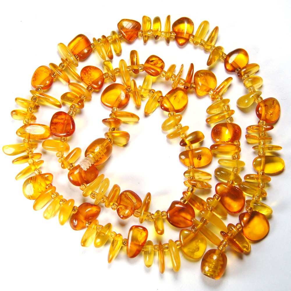 Natural Baltic Golden Yellow Amber Plain Single string Necklace 38.26ct JAR001