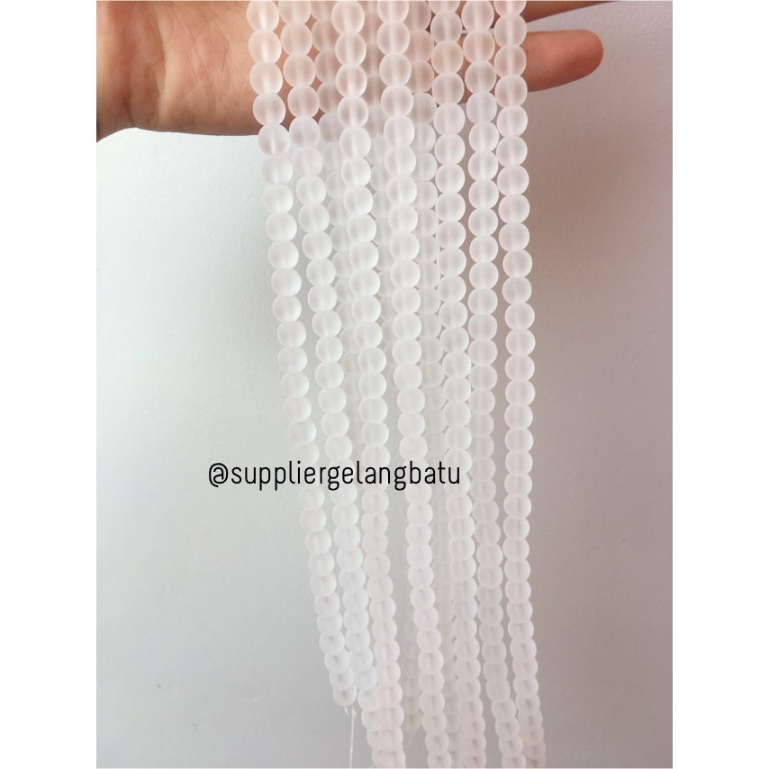 batu kuarsa bening matte clear quartz gelang kalung doff 8mm putih bening kristal stone healing