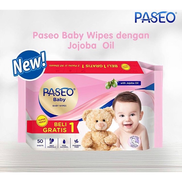 Tissue tisu basah paseo wipes rasa baru jojoba oil 50s+50s