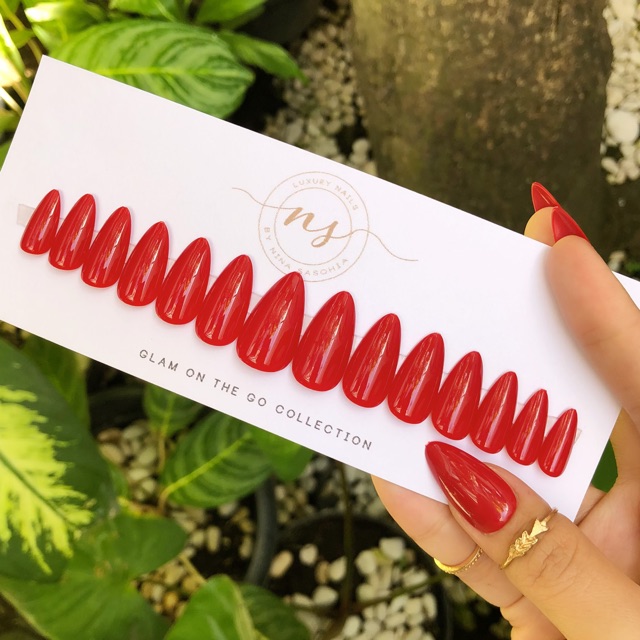 Scarlet Stiletto Glossy | Press On Nails | False Nails | Kuku Palsu