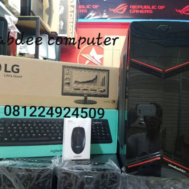 Cpu pc rakitan core i5 memori 8 gb hdd 500 gb led 19 in LG MONITOR free keyboard mouse genius