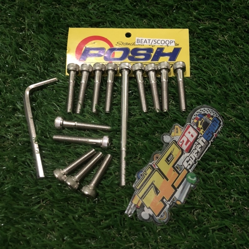 BAUT BLOK CVT BEAT CARBU - SCOOPY CARBU BY POSH 1 PAK ISI 14 PCS PLUS KUNCI L / BAUT BLOCK CVT BEAT &amp; SCOOPY CHROME / BAUT CVT BEAT &amp; SCOOPY CHROME 1 PAK ISI 14 PCS