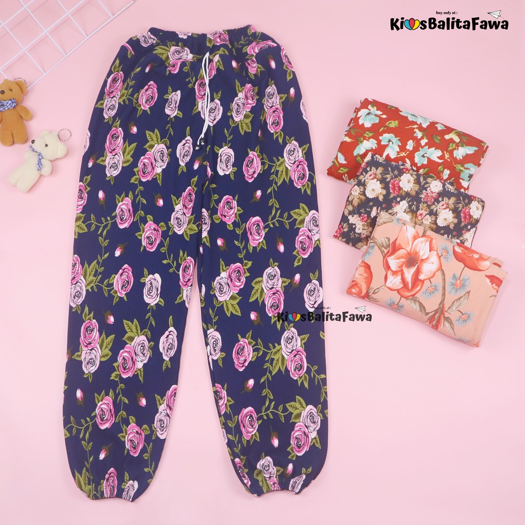 Jogger Bunga uk 10-12 Tahun / Celana Panjang Scuba Premium Anak Perempuan Joger Pants Import Cewek