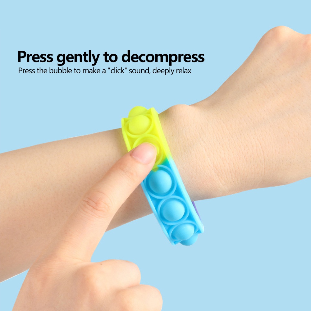 【TK】Pop It Multicolor Push Toy Fidget Toys Bracelet Bubble Silicone Keychain Stress Reliever Soft Squishy Anti-Stress Gift Anti Stress Bracelet Reliver Stress Toys