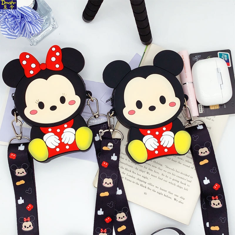  Dompet  Koin  Bahan Silikon Motif Kartun Mickey minnie Mouse 