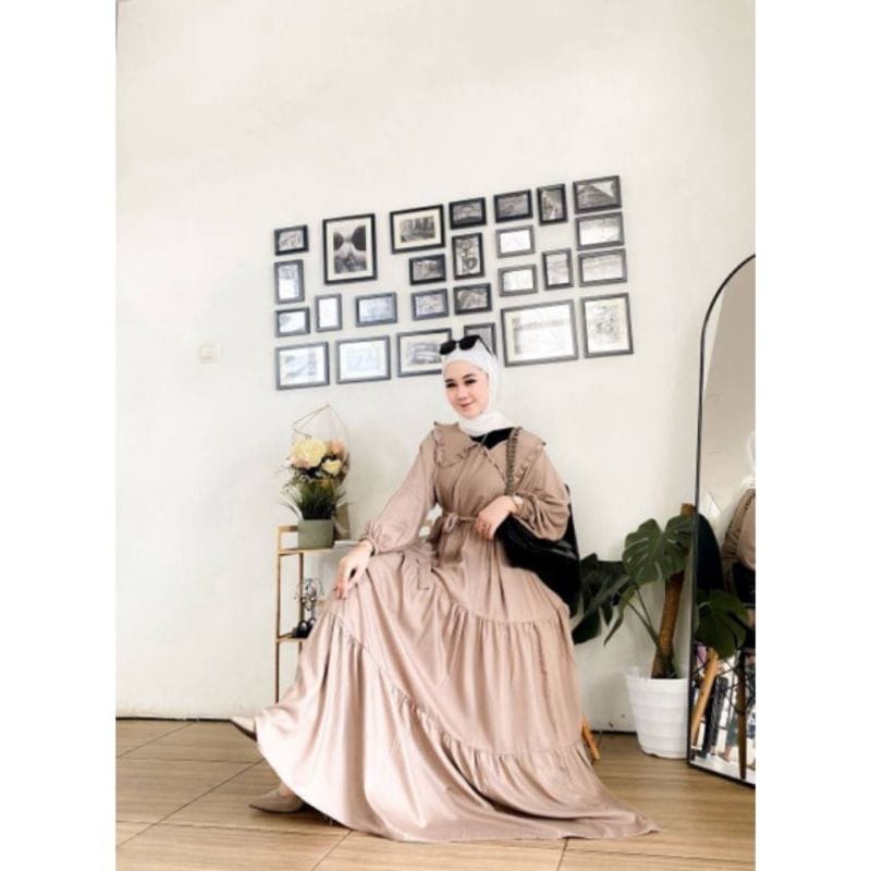 GAMIS NOORA JUMBO GAMIS POLOS REMPEL SUSUN WANITA BAHAN KATUN RAYON