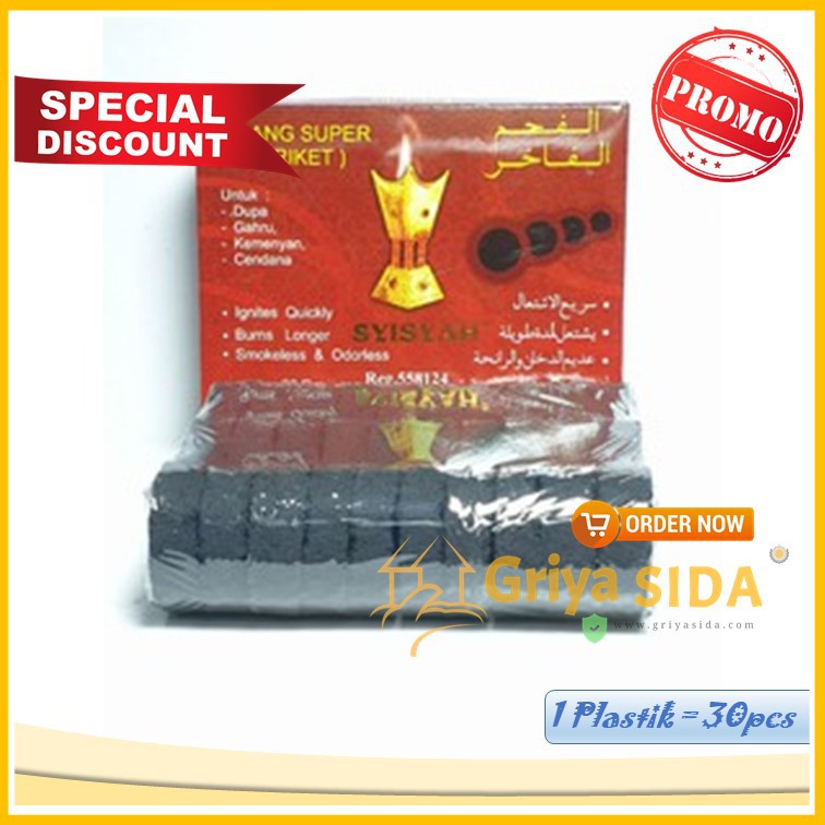 ARANG SUPER SYISYAH (Briket) alfahm arang dupa bukhur arang shisha harga grosir