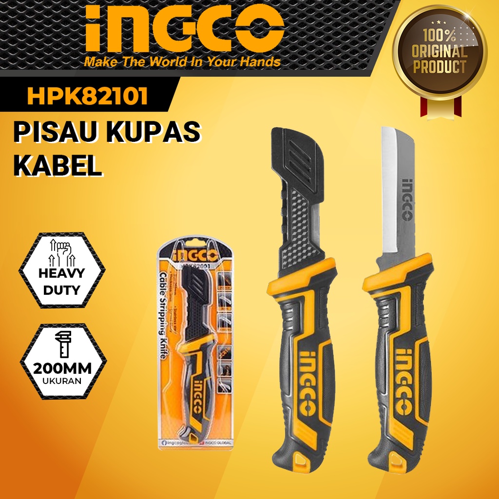 INGCO HPK82101 Pisau Kupas Pengupas Kabel Lurus Cable Stripping Knife Straight Blade 8inch Alat Pele