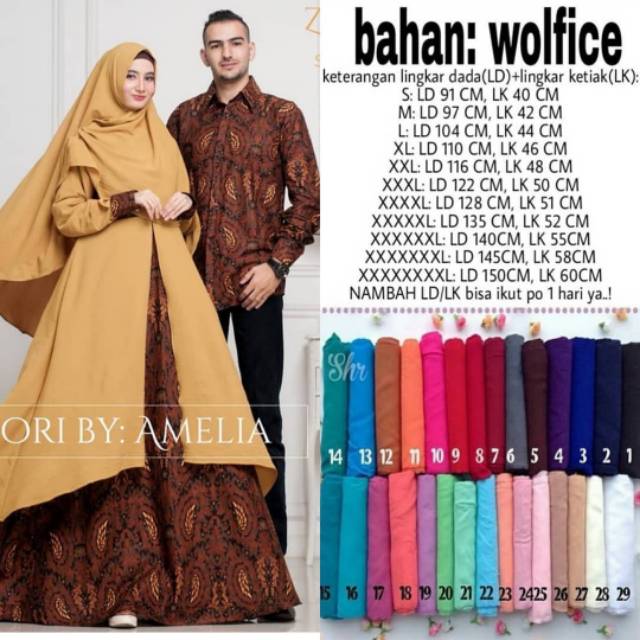 Couple gamis batik layka syari sarimbit suami istri jumbo Bigsize ld 150