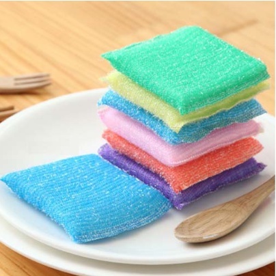 Spons Cuci Piring Warna Warni Spon Sponge Sabut Jaring Alat Dishwashing Dapur Masak Busa Serbaguna