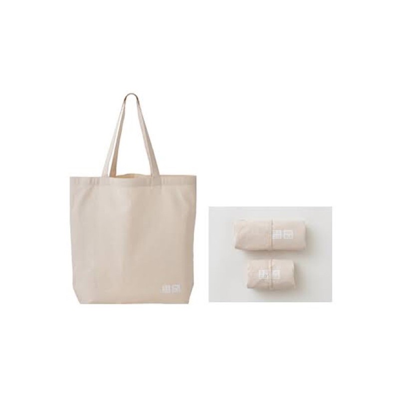 8.8 SALE / UNIQLO TOTE BAG KANVAS ECO FRIENDLY SIZE M DAN L/TOTEBAG UNIQLO ORIGINAL | TAS TOTE TERMU