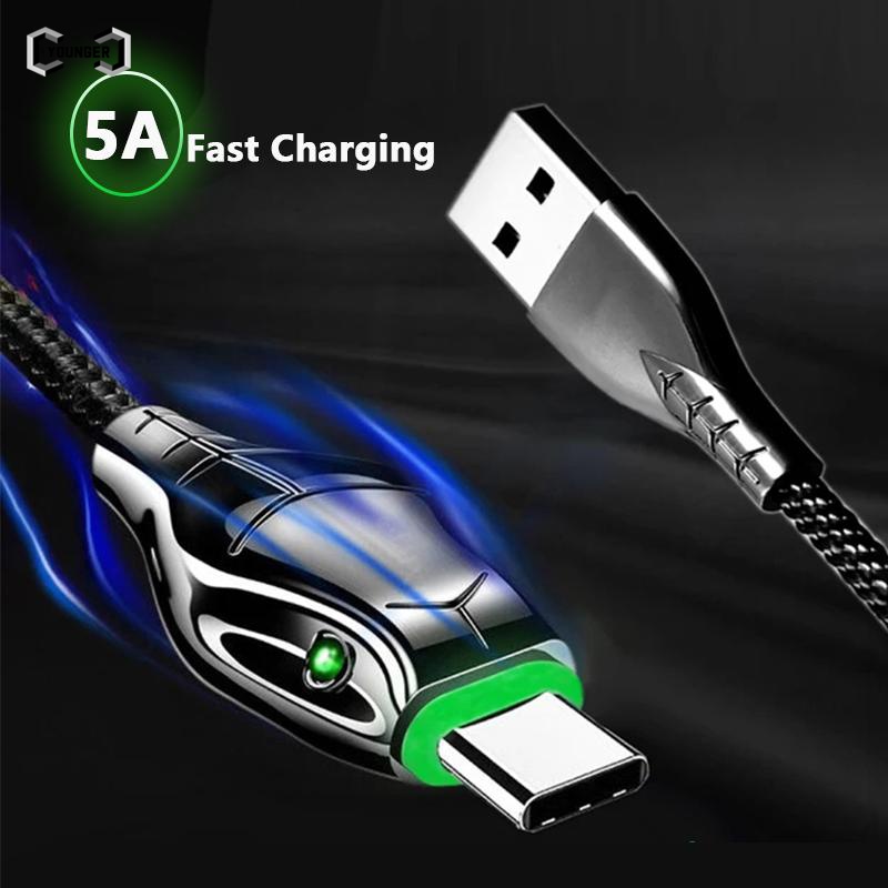 Black Mamba Kabel Data / Charger Micro USB / Tipe-C Fast Charging 3A Bentuk Ular Dengan Lampu LED Untuk Android