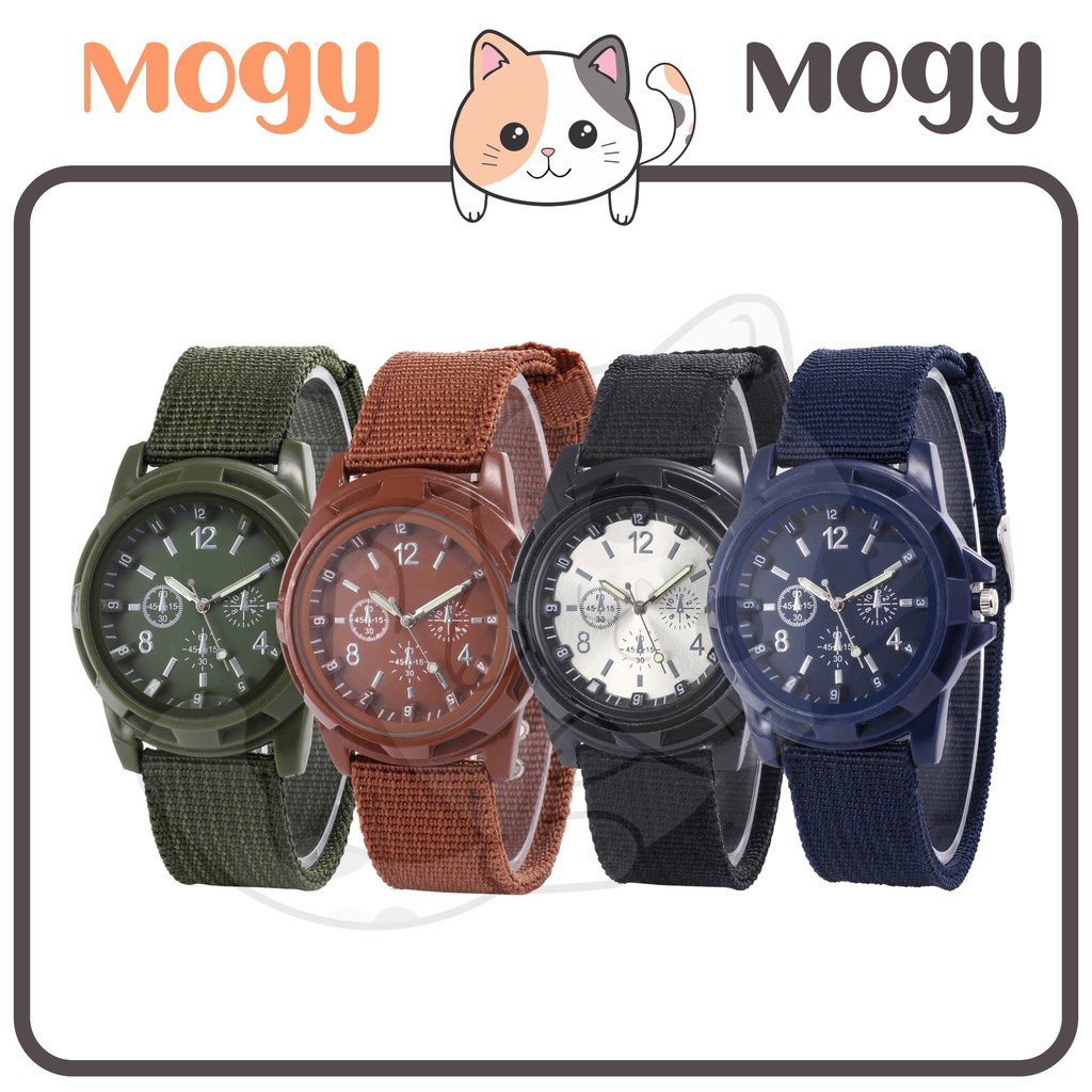 MOGYMOGY J170 Jam Tangan Kanvas Pria Jam Analog Cowok Fashion
