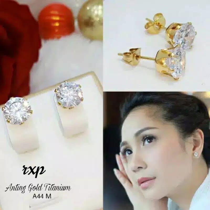 Anting titanium dan perak silver 925 sale 70% model Nagita warna gold dan silver (ada 4ukuran)