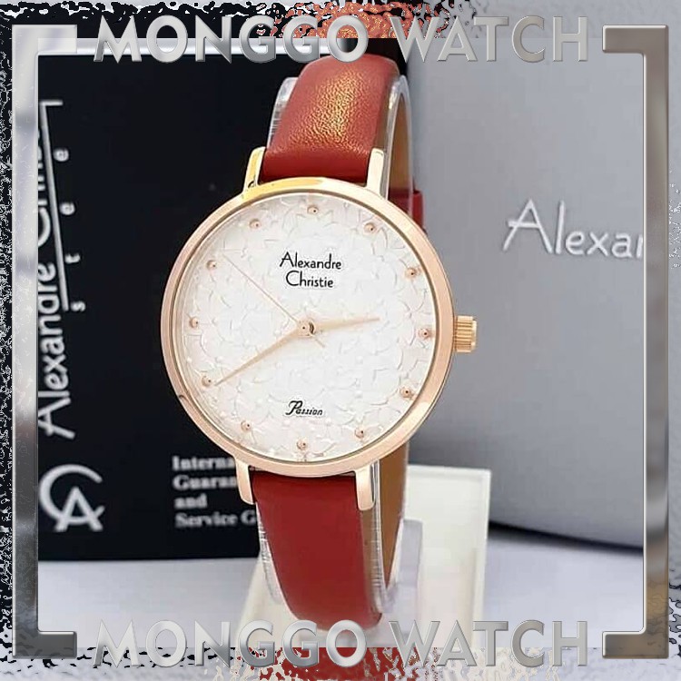 Jam Tangan Wanita Alexandre Christie AC 2728 Rosegold Red