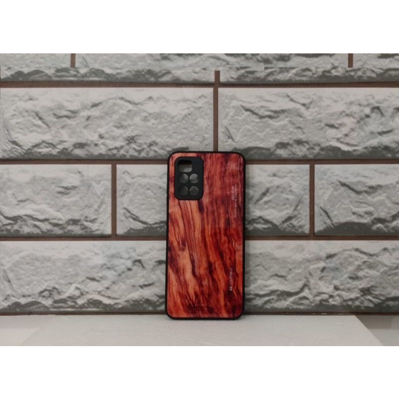 CASE MOTIF KAYU XIAOMI REDMI 10 COVER CASE GLASS SERBUK KAYU ORIGINAL