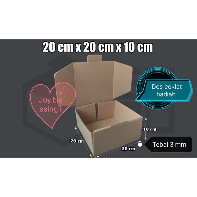 

DOS COKLAT 20 X 20 X 10 (3MM) BOX HADIAH/GIFT BOX/KOTAK coklat ECER PER PCS
