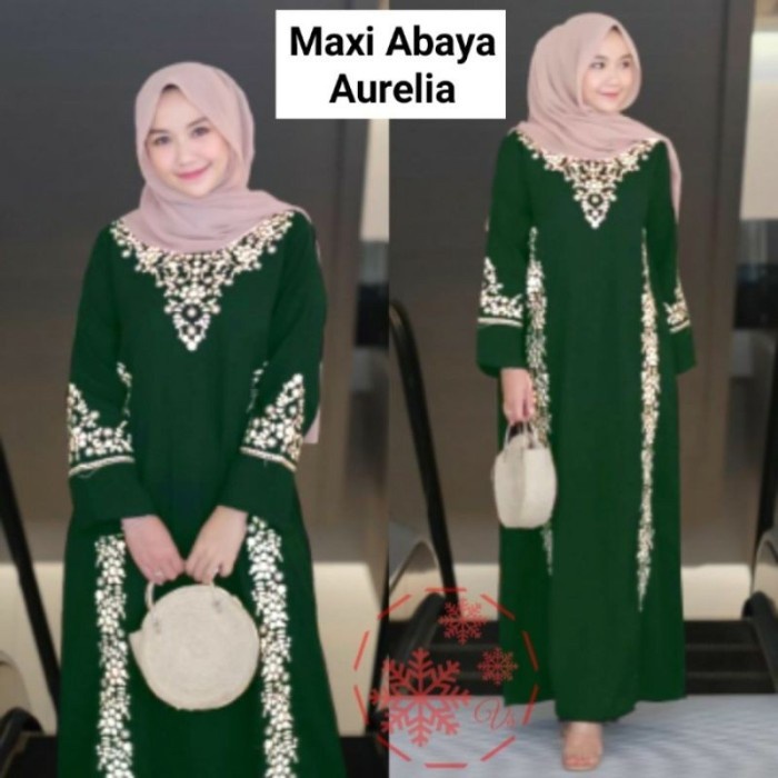 Baju Gamis Wanita Dewasa Jumbo Pesta Lebaran Ramadhan Terbaru 2021 - Hijau, XL